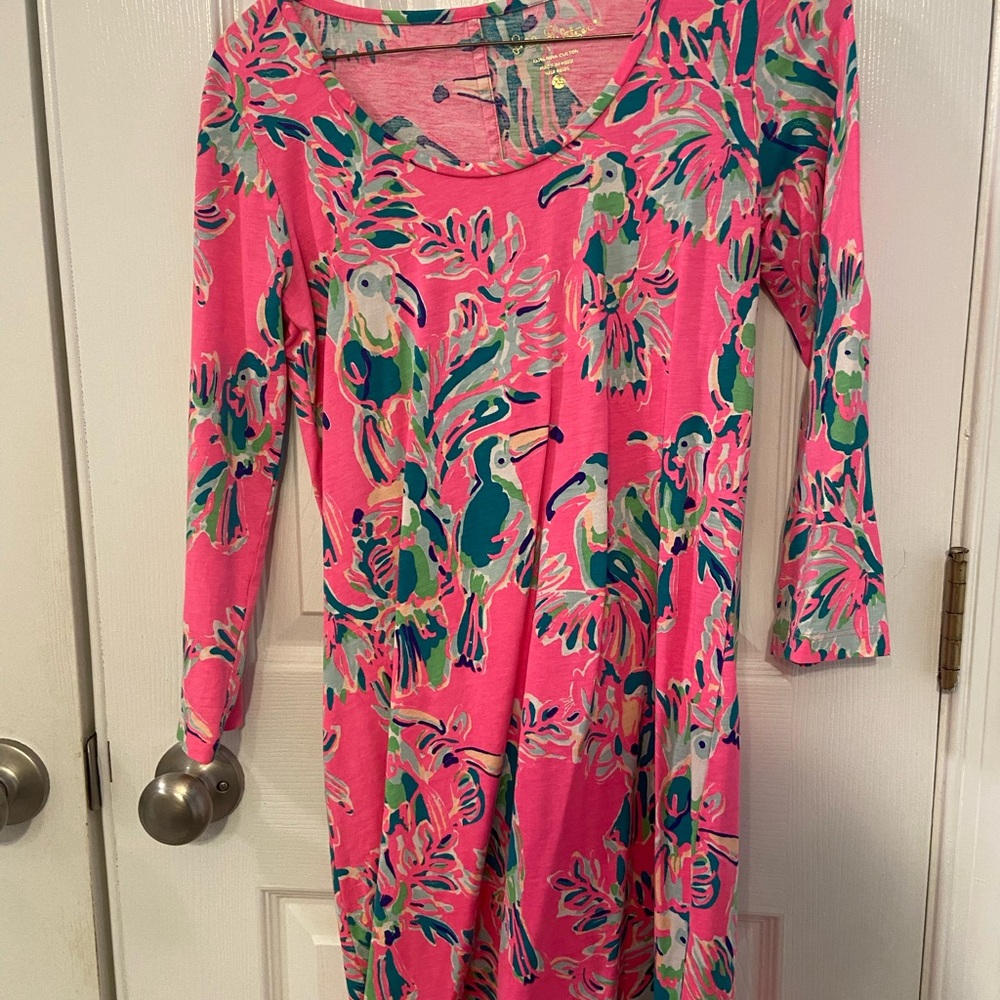 Lilly Pulitzer Pink Tropical Long Sleeve Dress